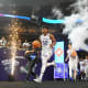 Apr 2, 2022; New Orleans, LA, USA; Kansas Jayhawks guard Ochai Agbaji (30) leads his team to the court before the game against the Villanova Wildcats during the 2022 NCAA men's basketball tournament Final Four semifinals at Caesars Superdome. Bob Donnan-USA TODAY Sports